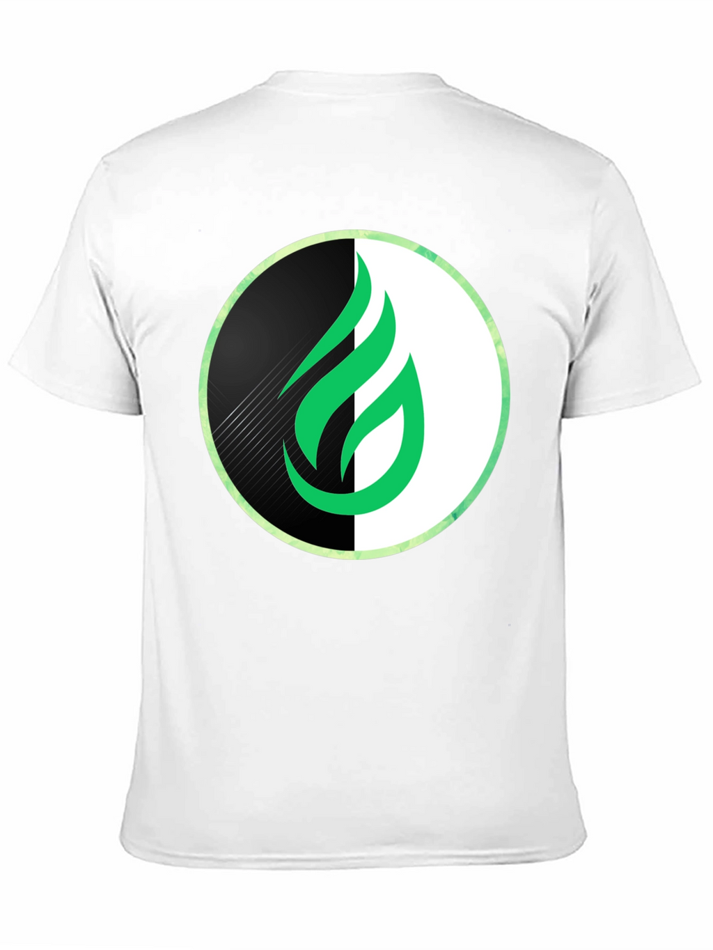 Modern Green Flame Graphic Black T-Shirt
