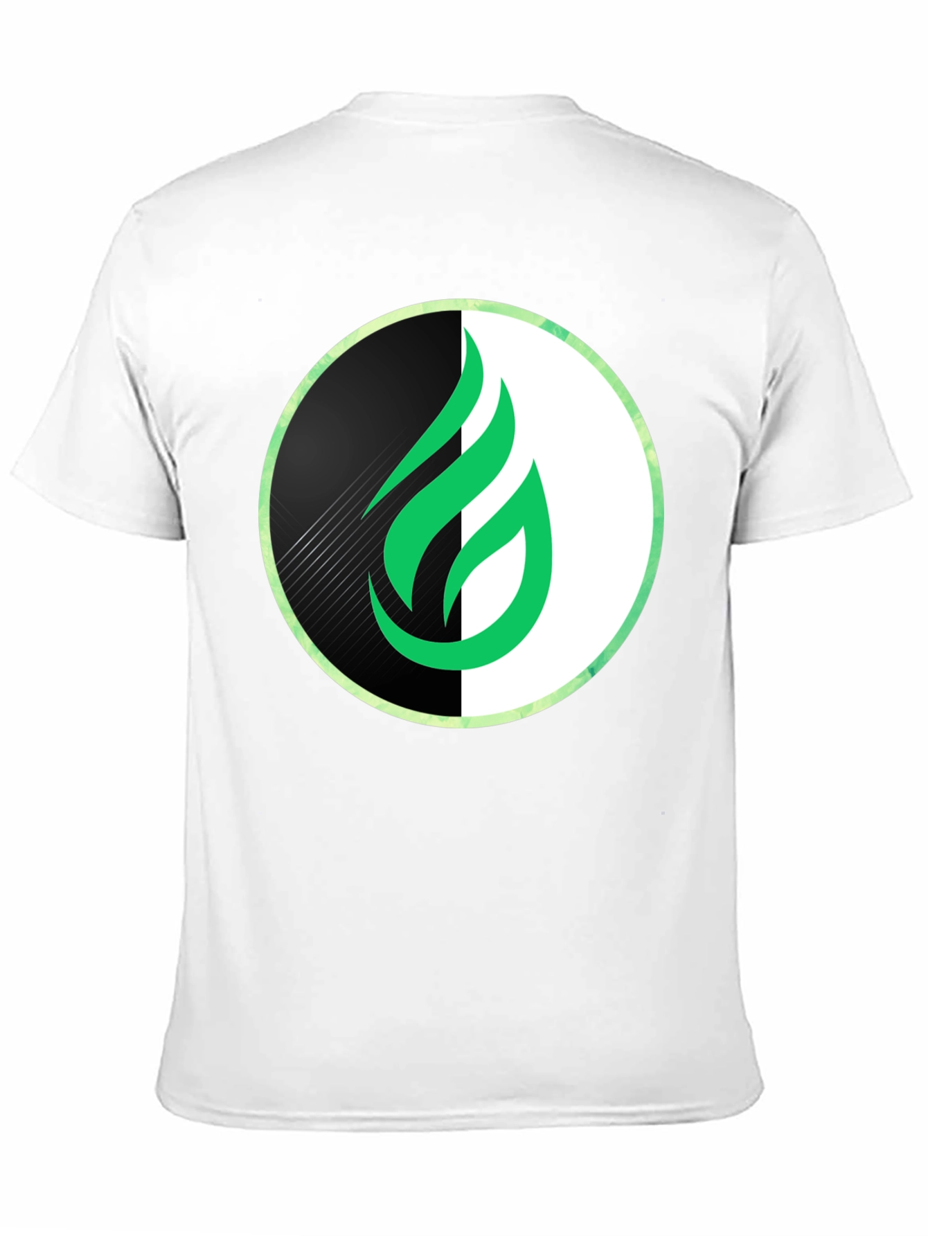 Modern Green Flame Graphic Black T-Shirt