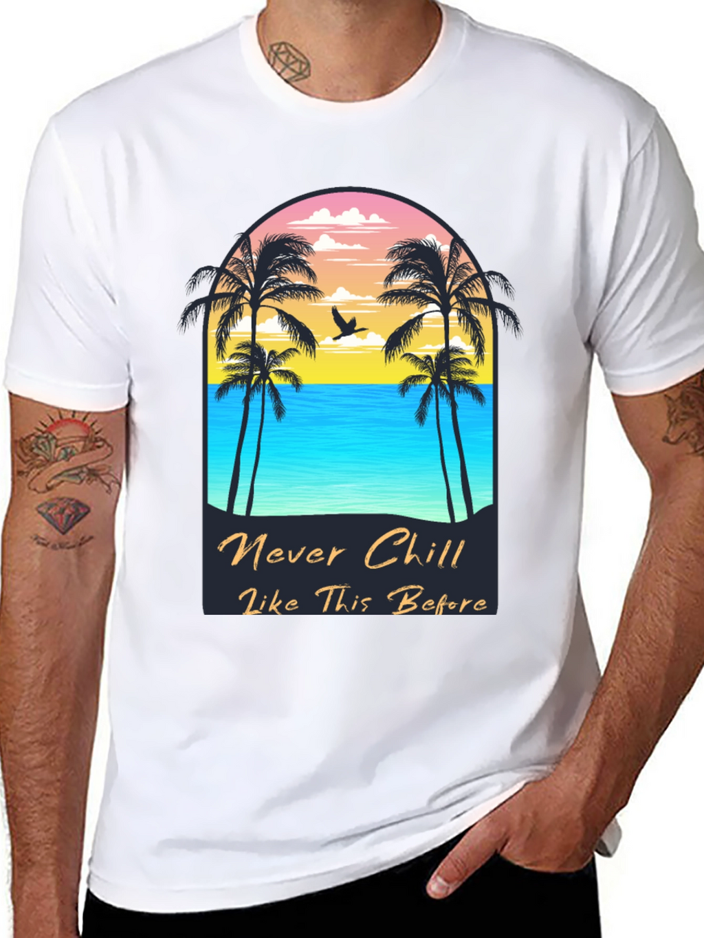 Never Chill Graphic Tee - Beach Vibes