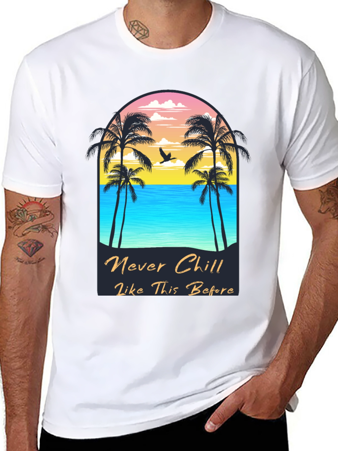 Never Chill Graphic Tee - Beach Vibes
