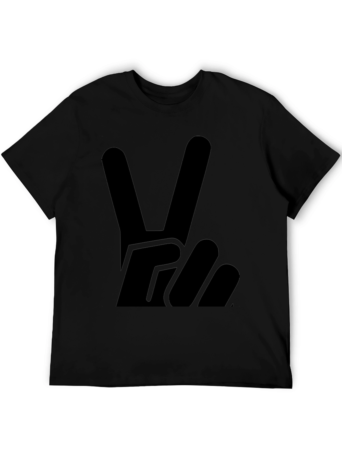 Peace Sign Graphic Tee - Solid Black Cotton T-Shirt