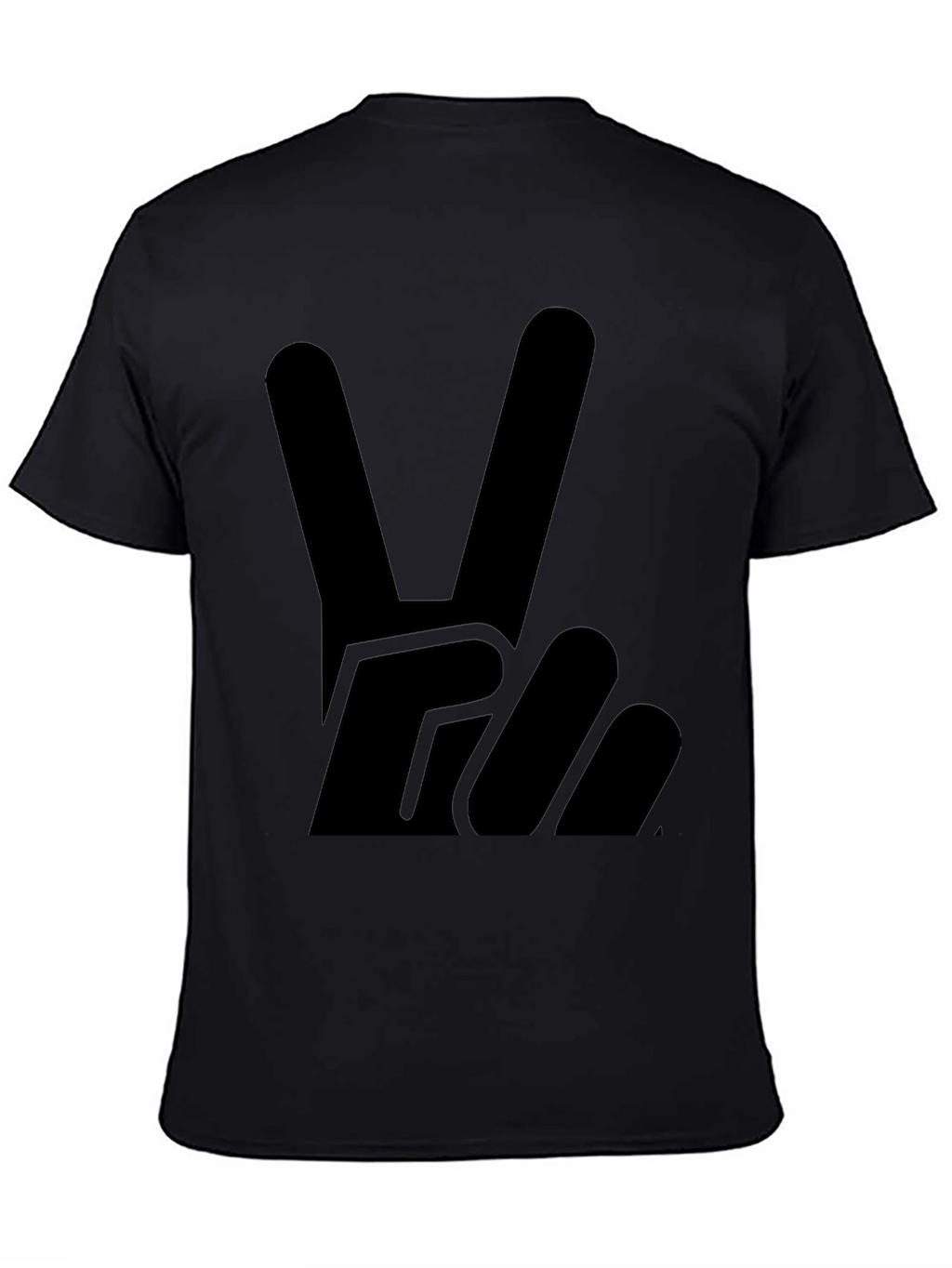 Peace Sign Graphic Tee - Solid Black Cotton T-Shirt