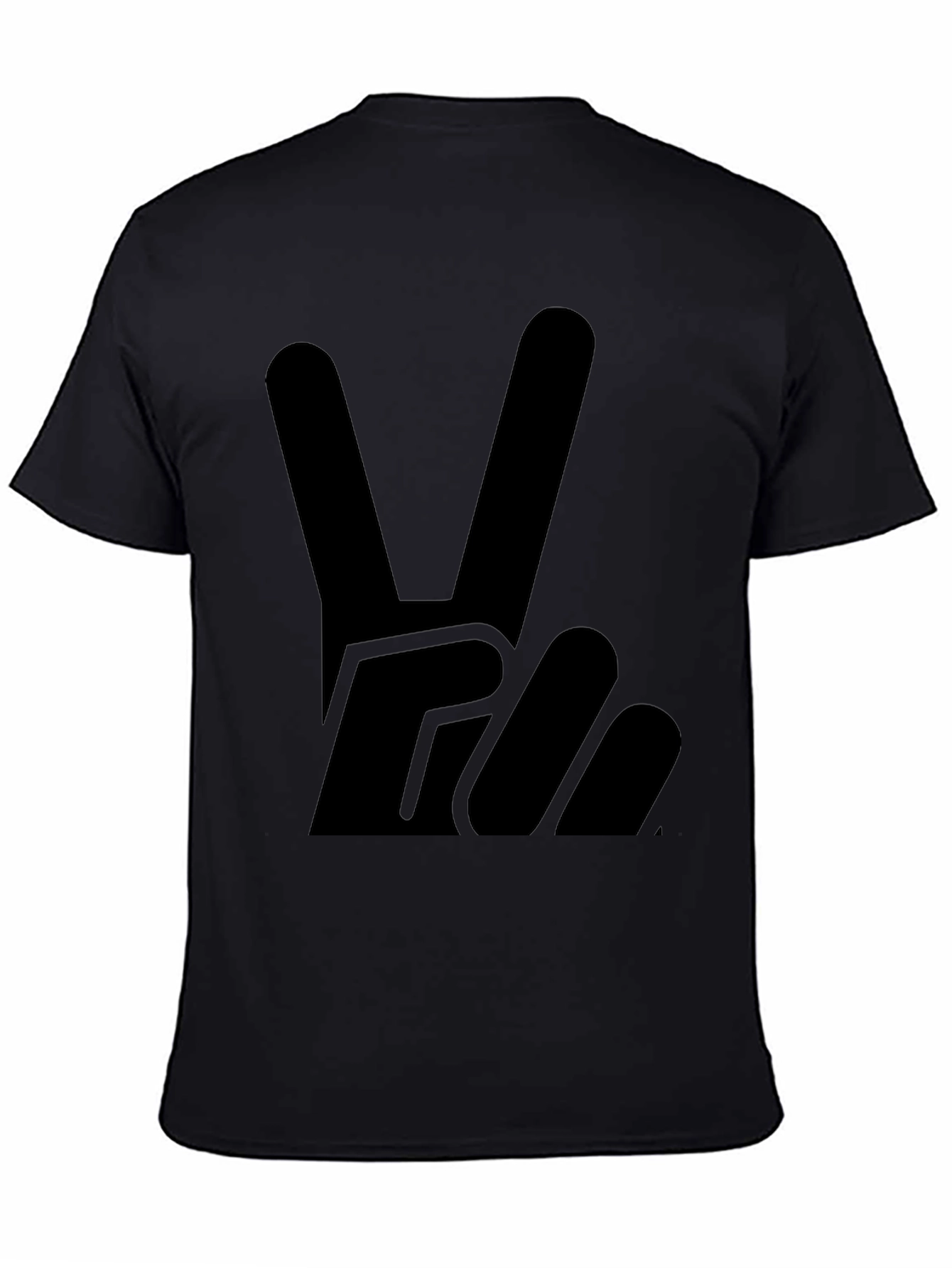 Peace Sign Graphic Tee - Solid Black Cotton T-Shirt