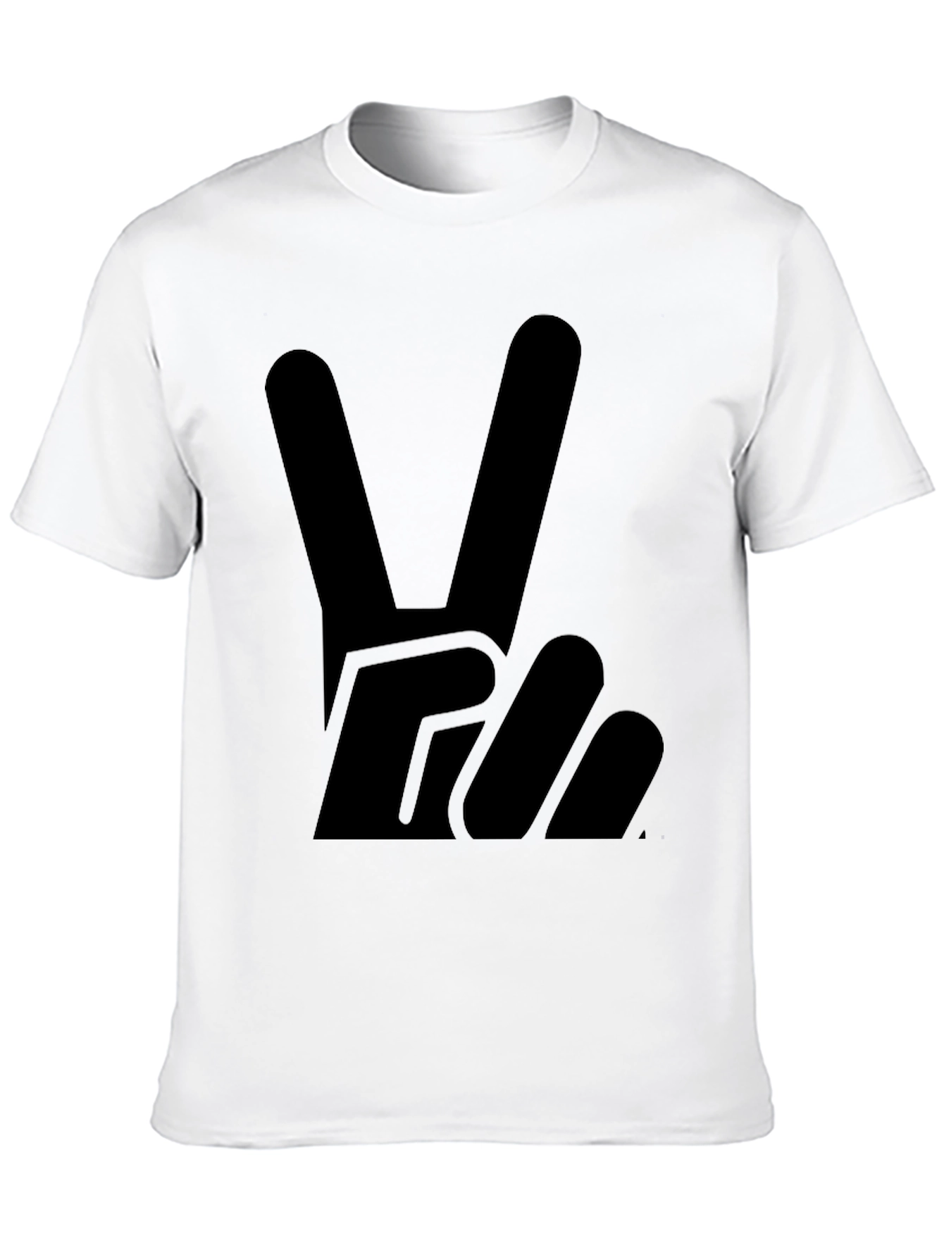 Peace Sign Graphic Tee - Solid Black Cotton T-Shirt