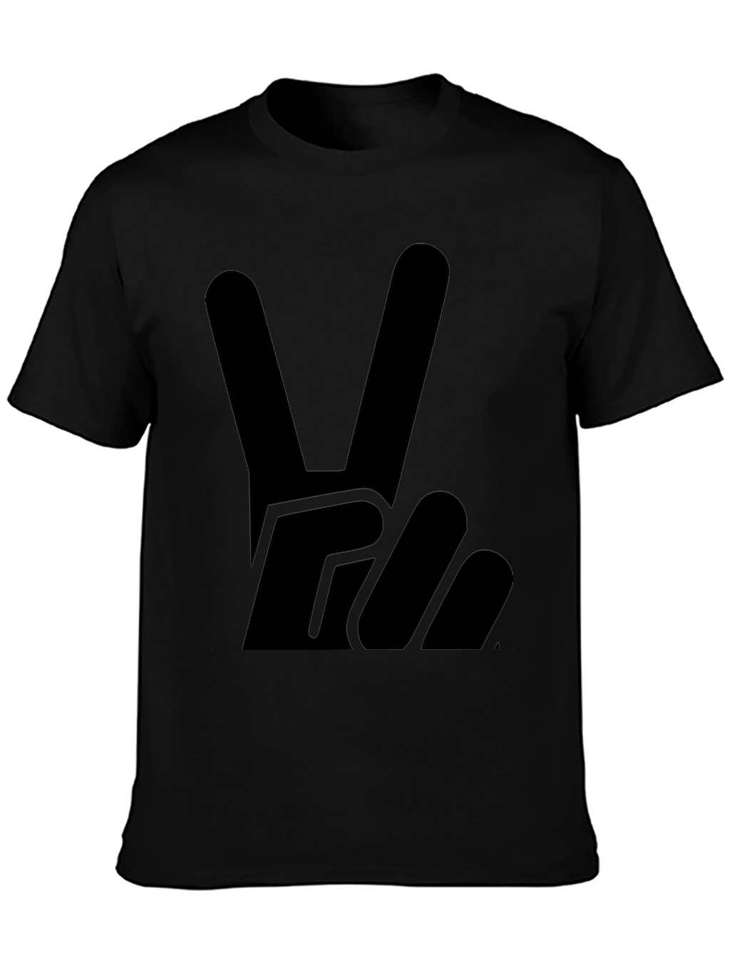 Peace Sign Graphic Tee - Solid Black Cotton T-Shirt