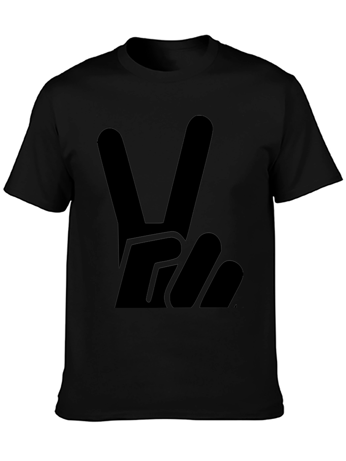 Peace Sign Graphic Tee - Solid Black Cotton T-Shirt