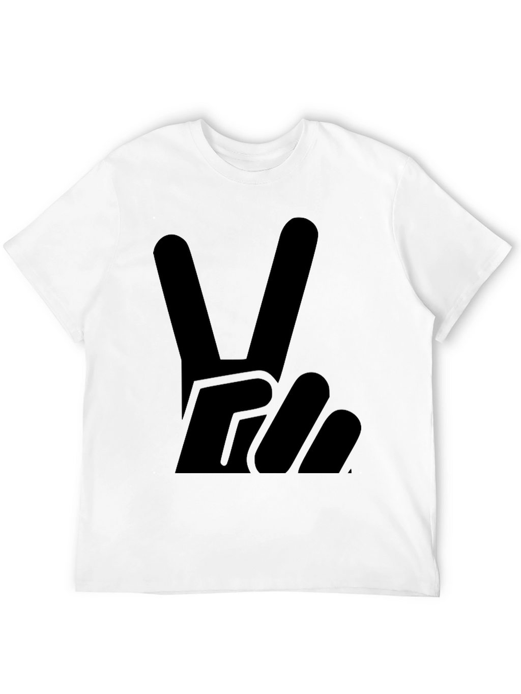 Peace Sign Graphic Tee - Solid Black Cotton T-Shirt