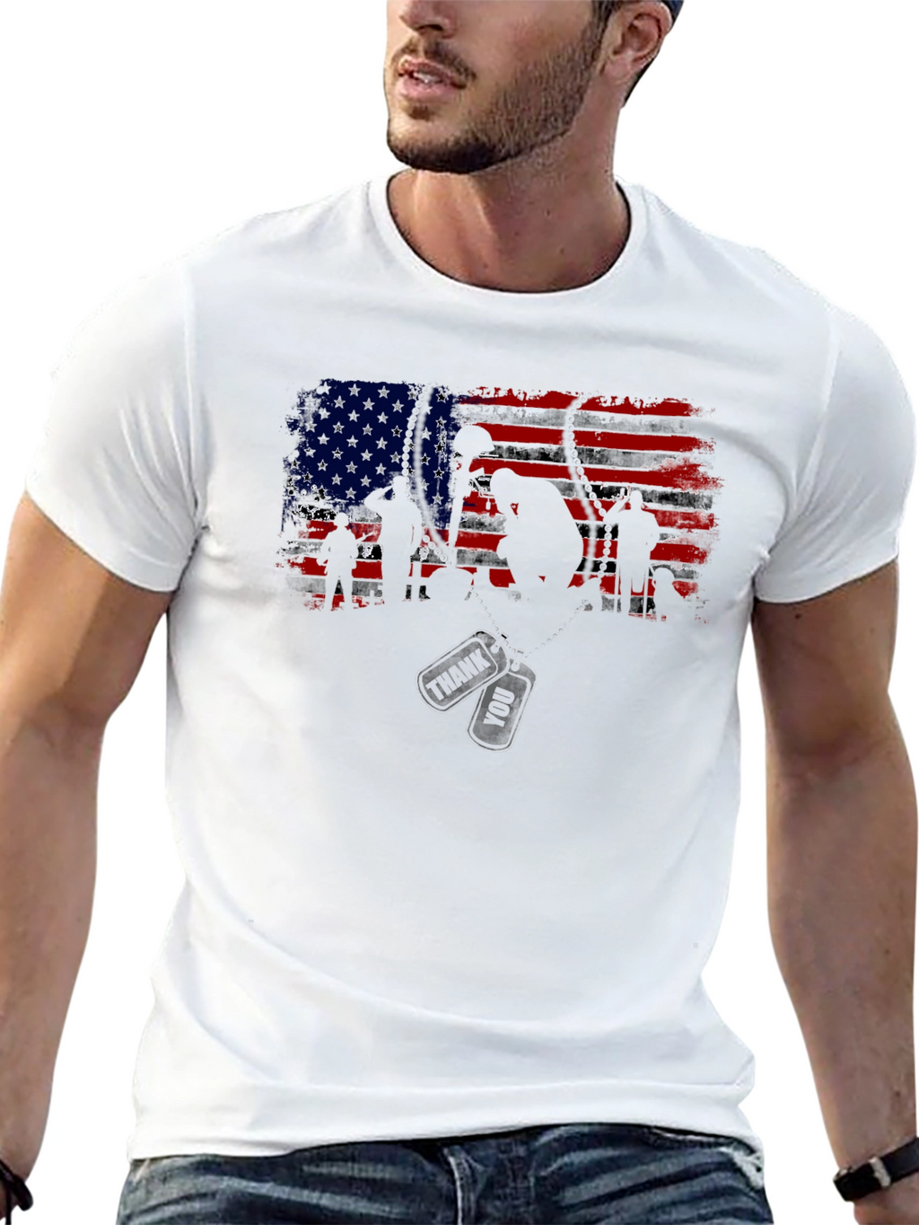 American Flag Soldier Graphic Tee