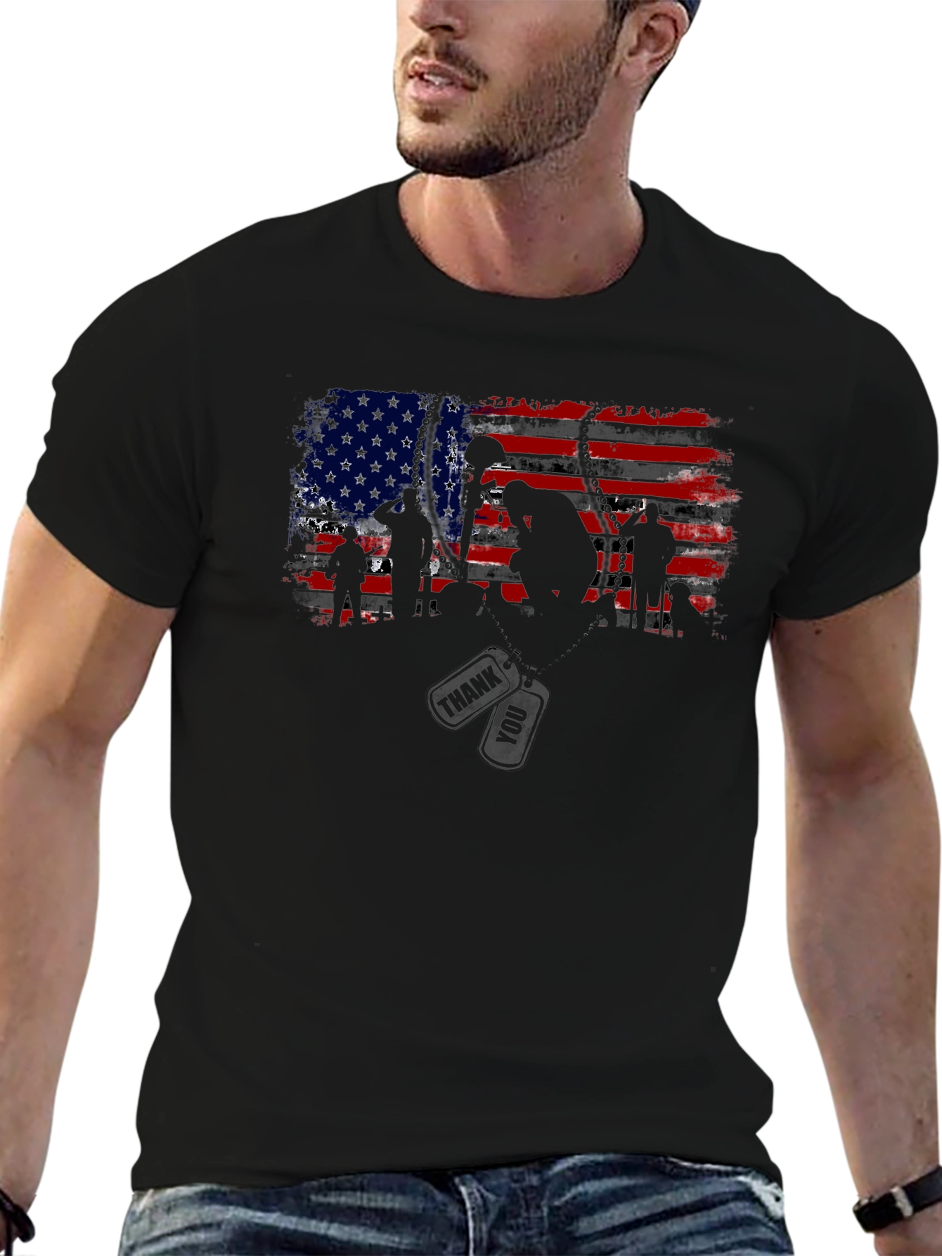 American Flag Soldier Graphic Tee