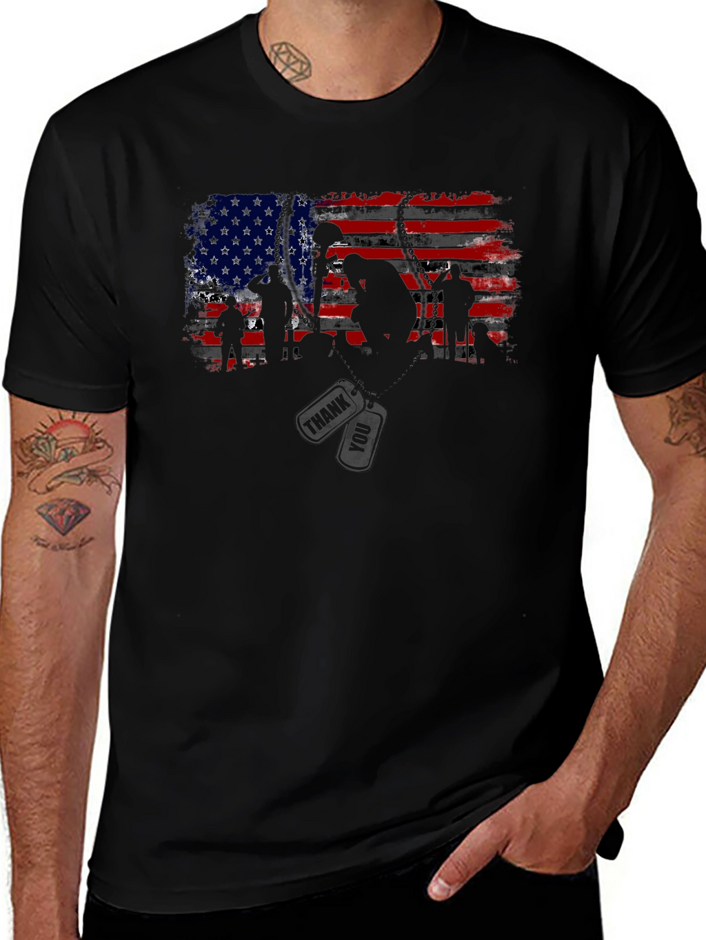American Flag Soldier Graphic Tee