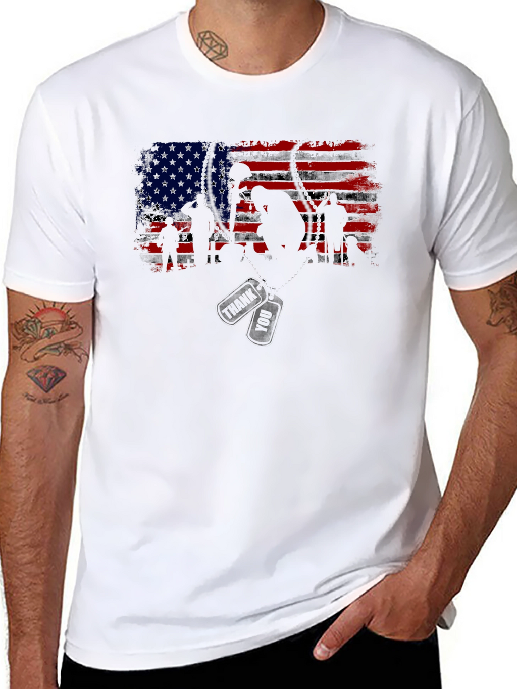 American Flag Soldier Graphic Tee