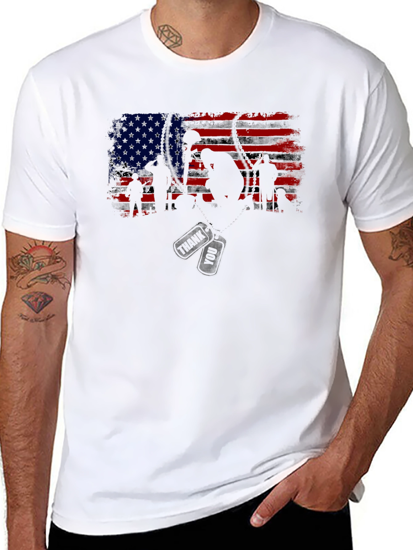 American Flag Soldier Graphic Tee