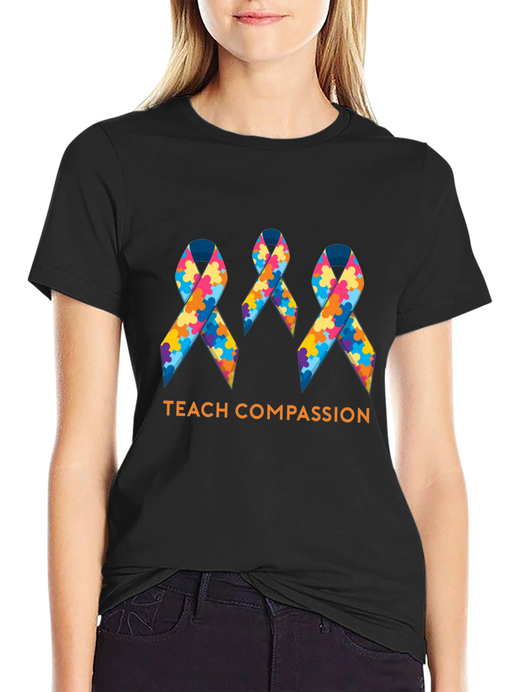 Teach Compassion Autism Awareness Ribbon T-Shirt