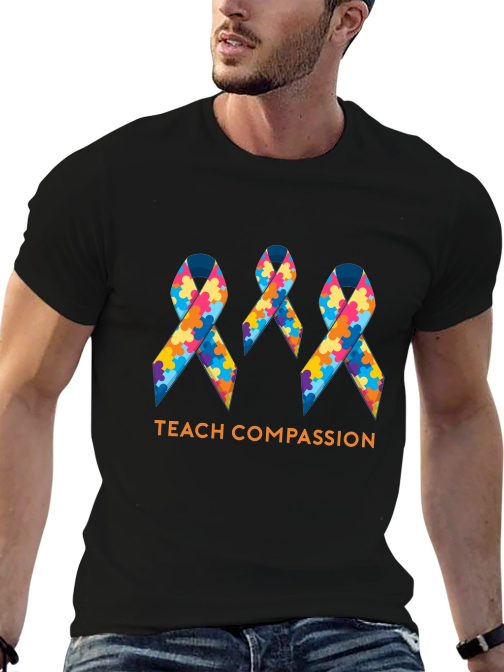 Teach Compassion Autism Awareness Ribbon T-Shirt