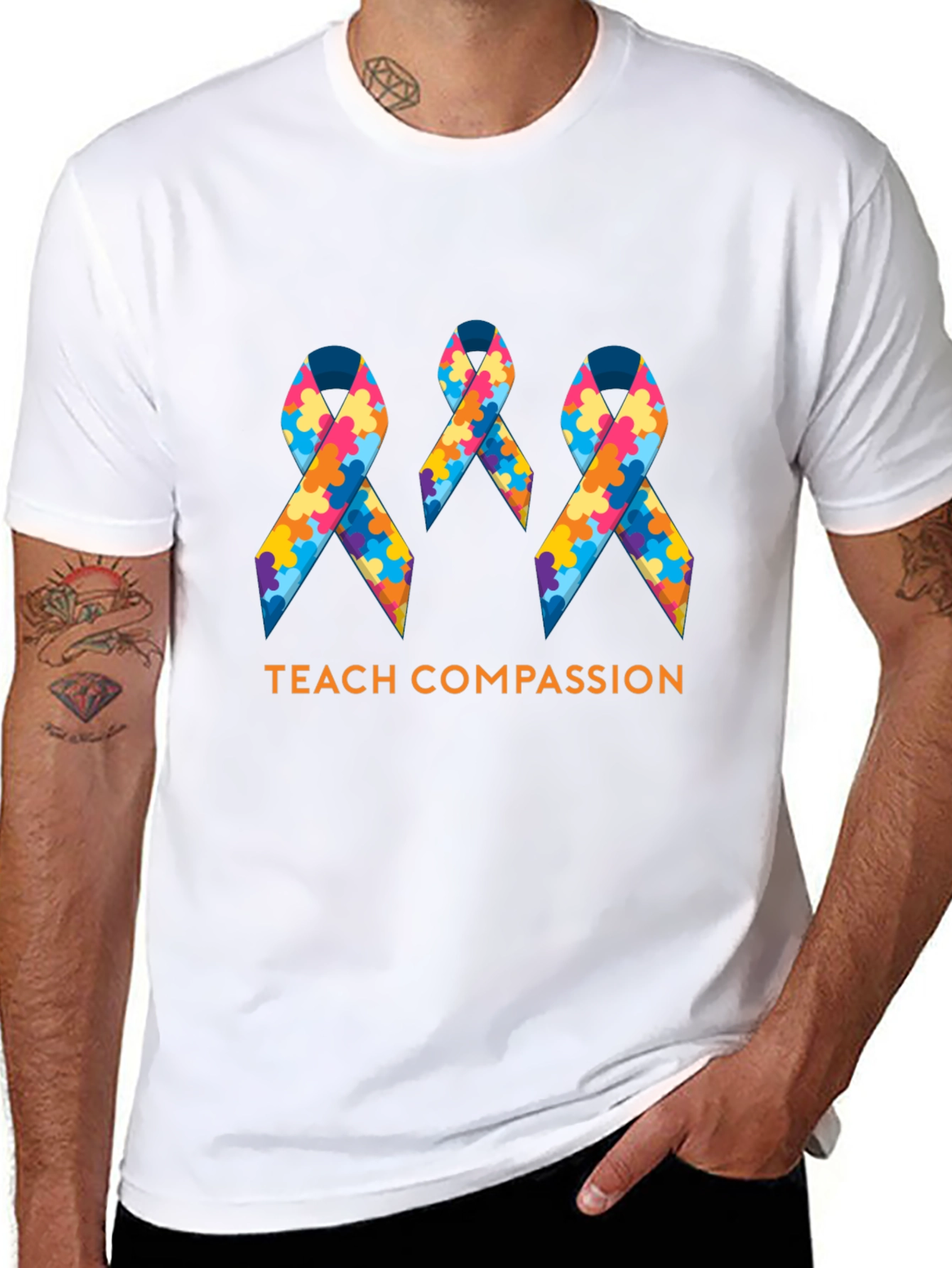 Teach Compassion Autism Awareness Ribbon T-Shirt