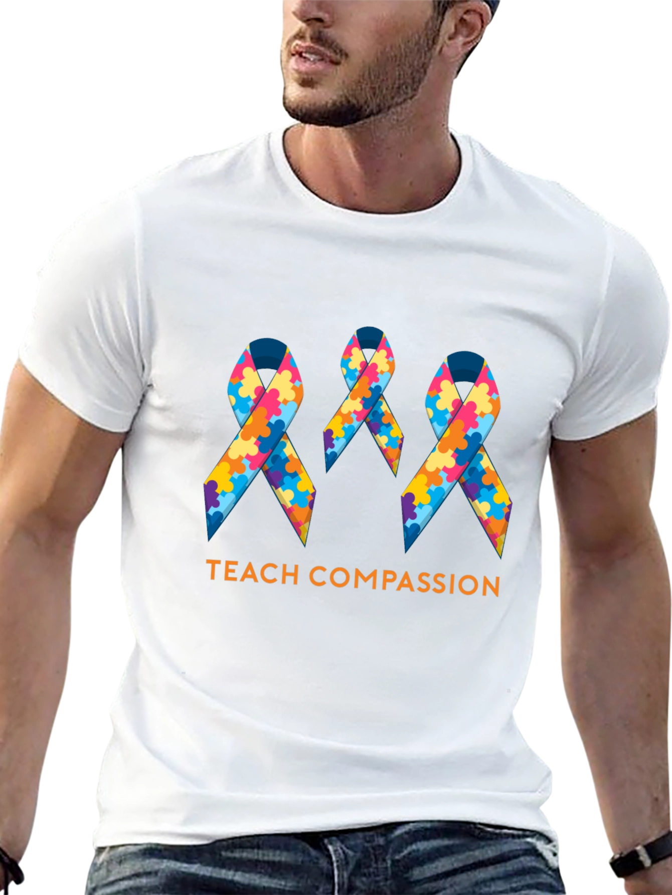 Teach Compassion Autism Awareness Ribbon T-Shirt