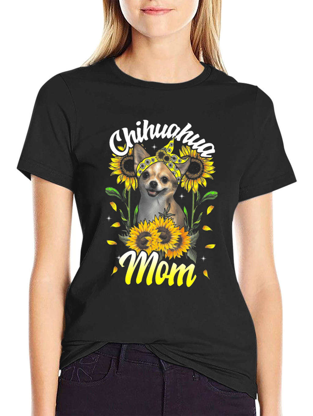 Chihuahua Mom Sunflower T-Shirt