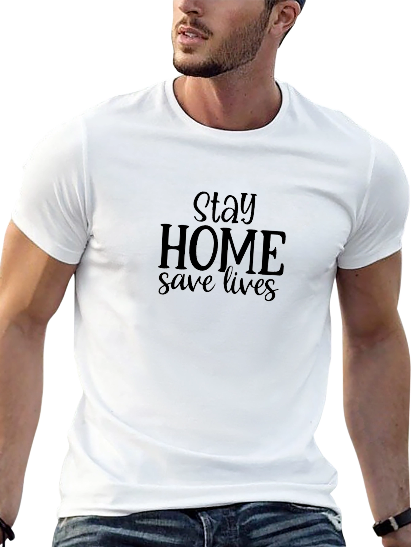 Stay Home Save Lives Black Tee