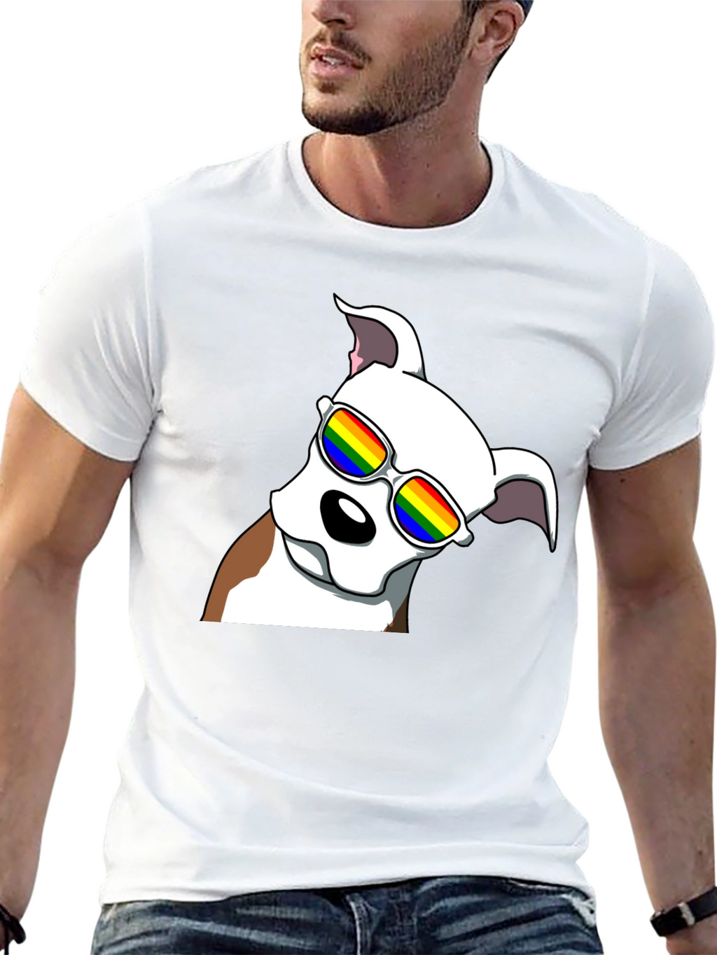 Cool Dog Tee - Rainbow Glasses Black T-Shirt