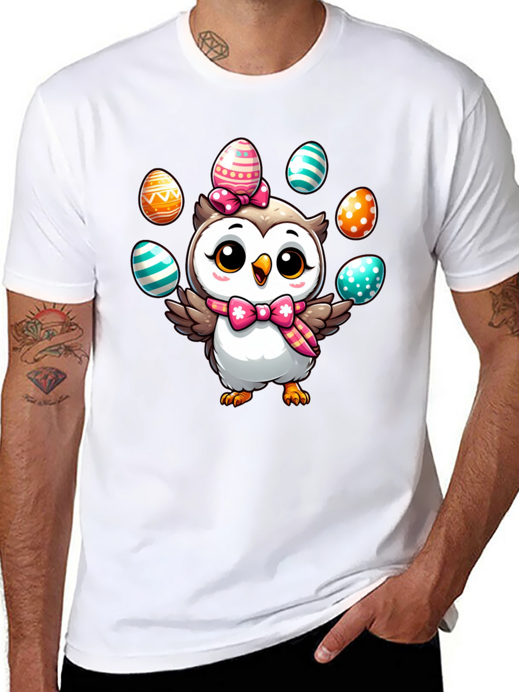 Easter Owl T-Shirt: Cute Cartoon Egg Design