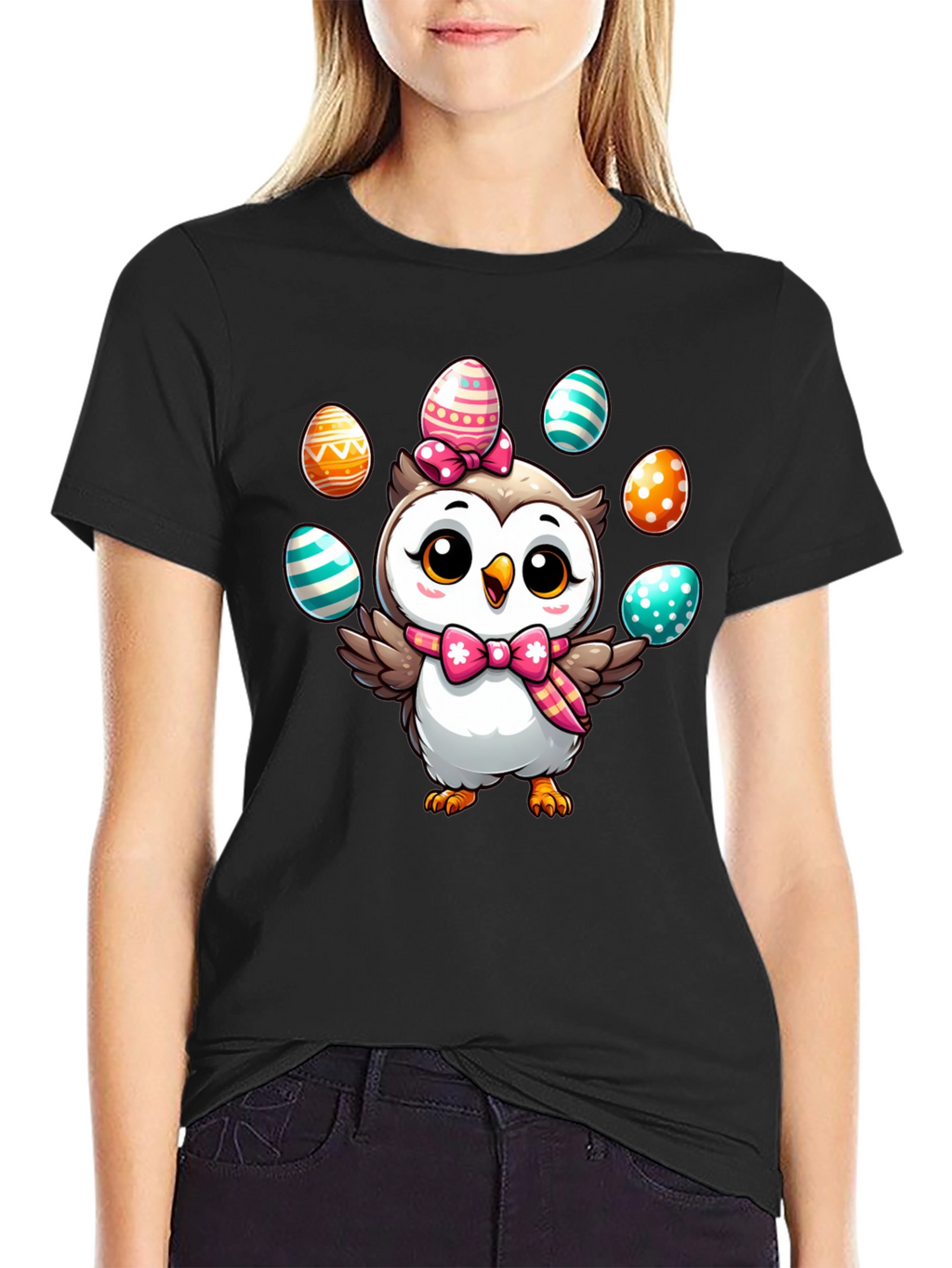 Easter Owl T-Shirt: Cute Cartoon Egg Design