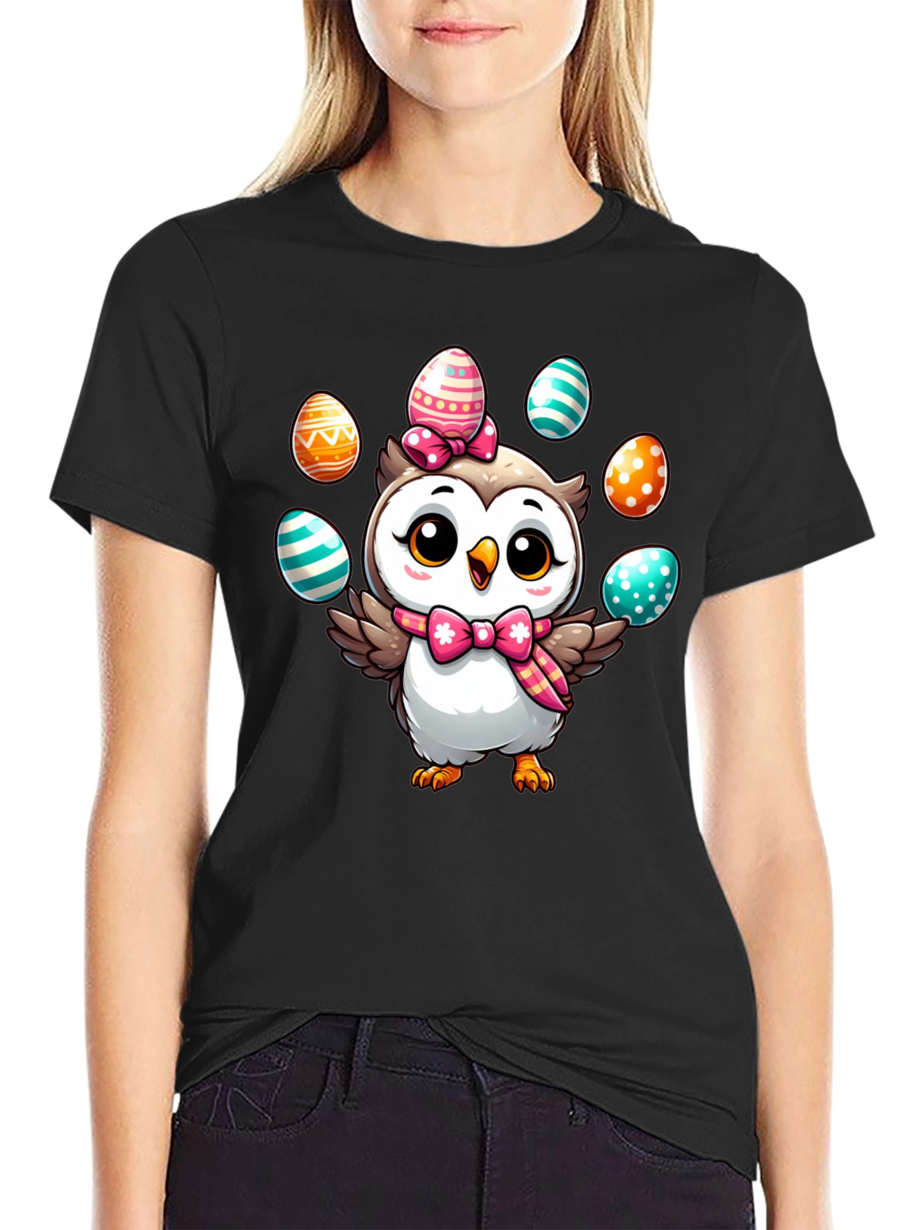 Easter Owl T-Shirt: Cute Cartoon Egg Design