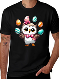 Easter Owl T-Shirt: Cute Cartoon Egg Design