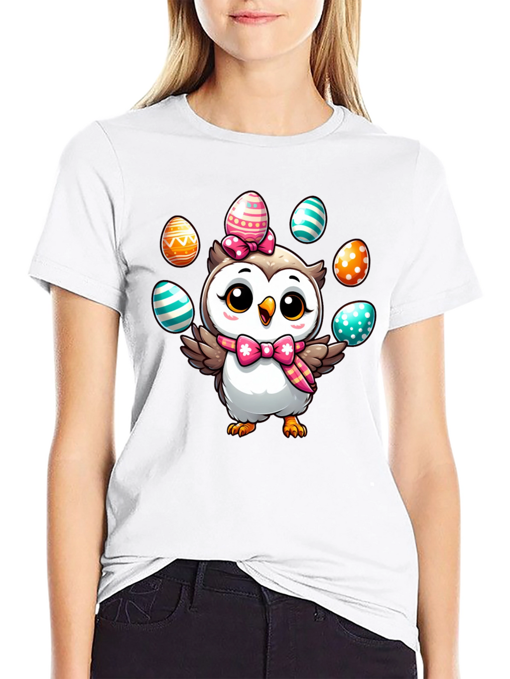 Easter Owl T-Shirt: Cute Cartoon Egg Design