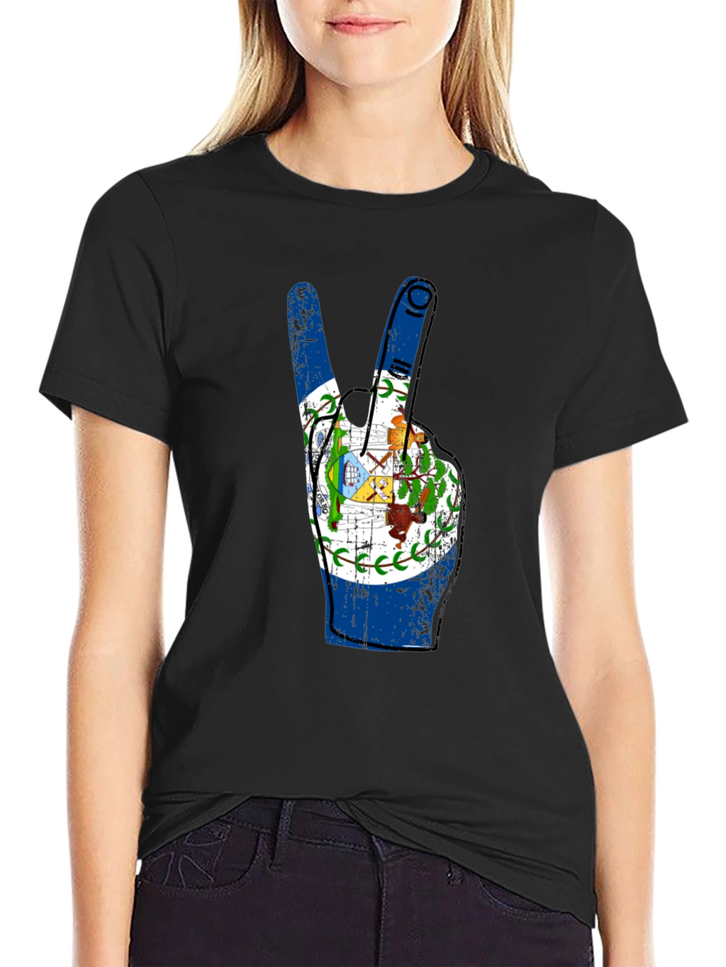 Belize Flag Peace Sign T-Shirt