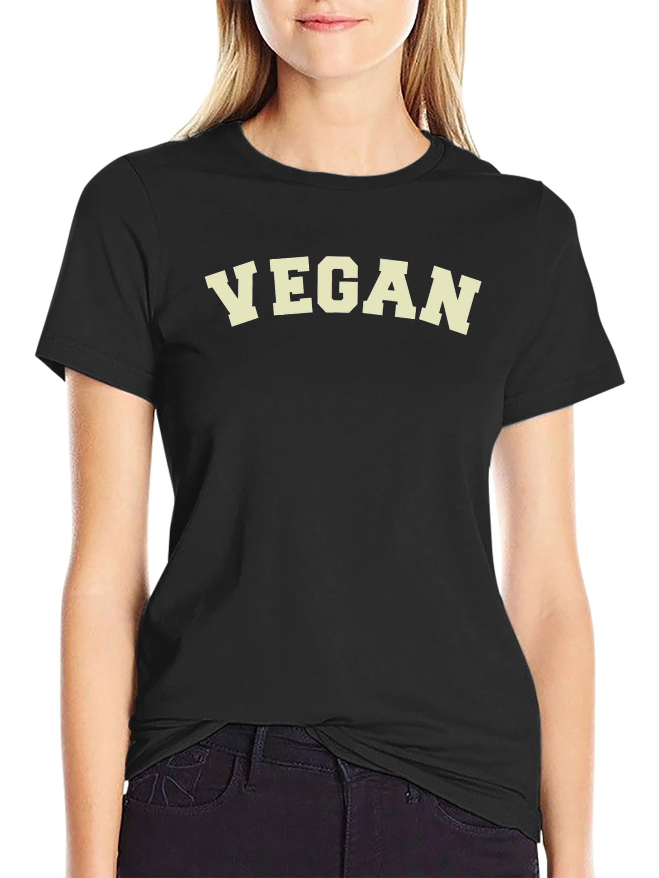 Vegan Statement T-Shirt - Black Crew Neck Tee