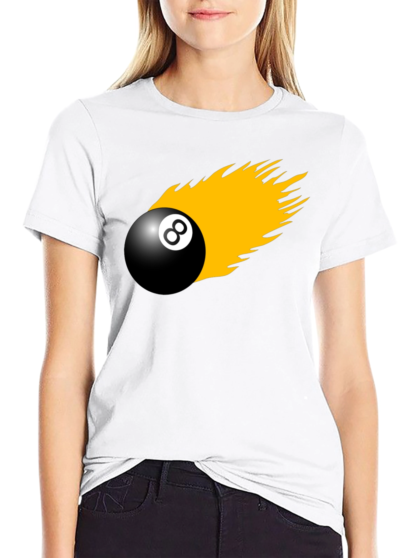 8-Ball On Fire Graphic Tee - Black