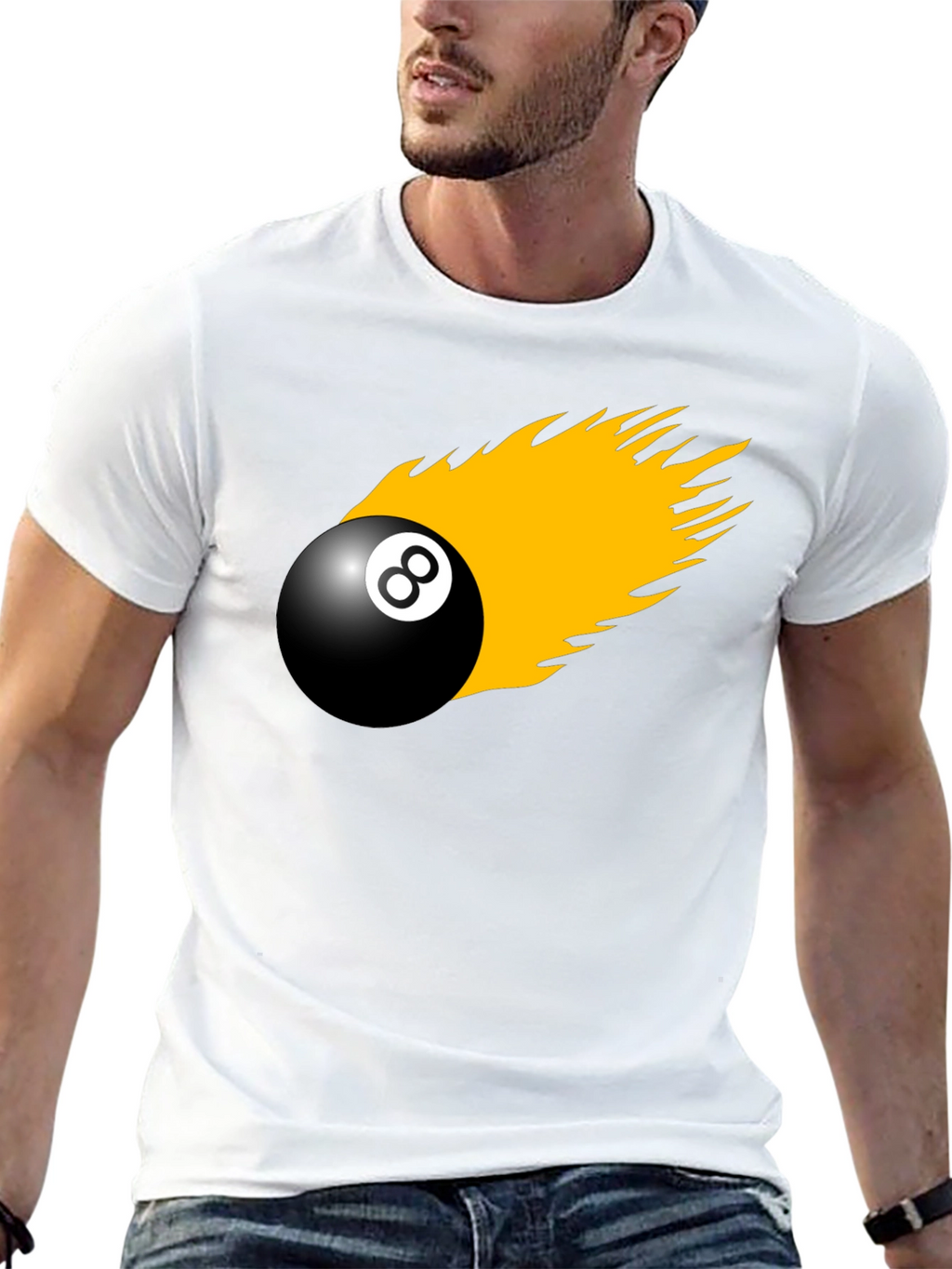 8-Ball On Fire Graphic Tee - Black