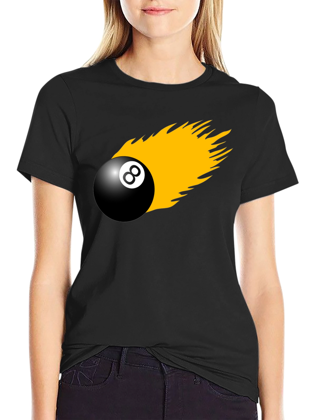 8-Ball On Fire Graphic Tee - Black