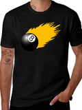 8-Ball On Fire Graphic Tee - Black