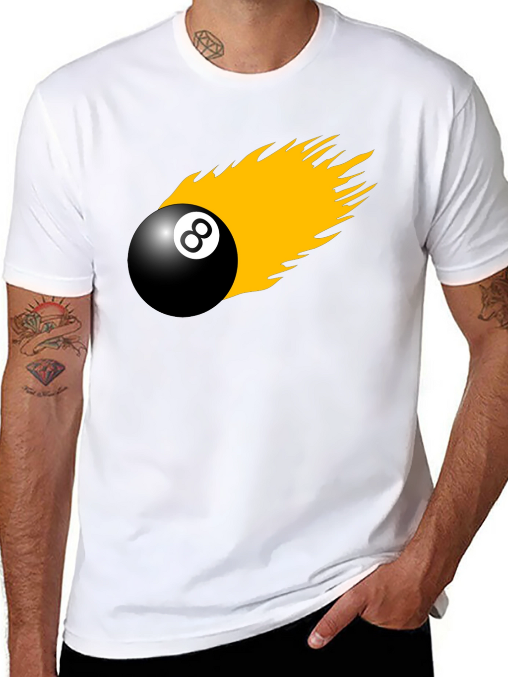 8-Ball On Fire Graphic Tee - Black