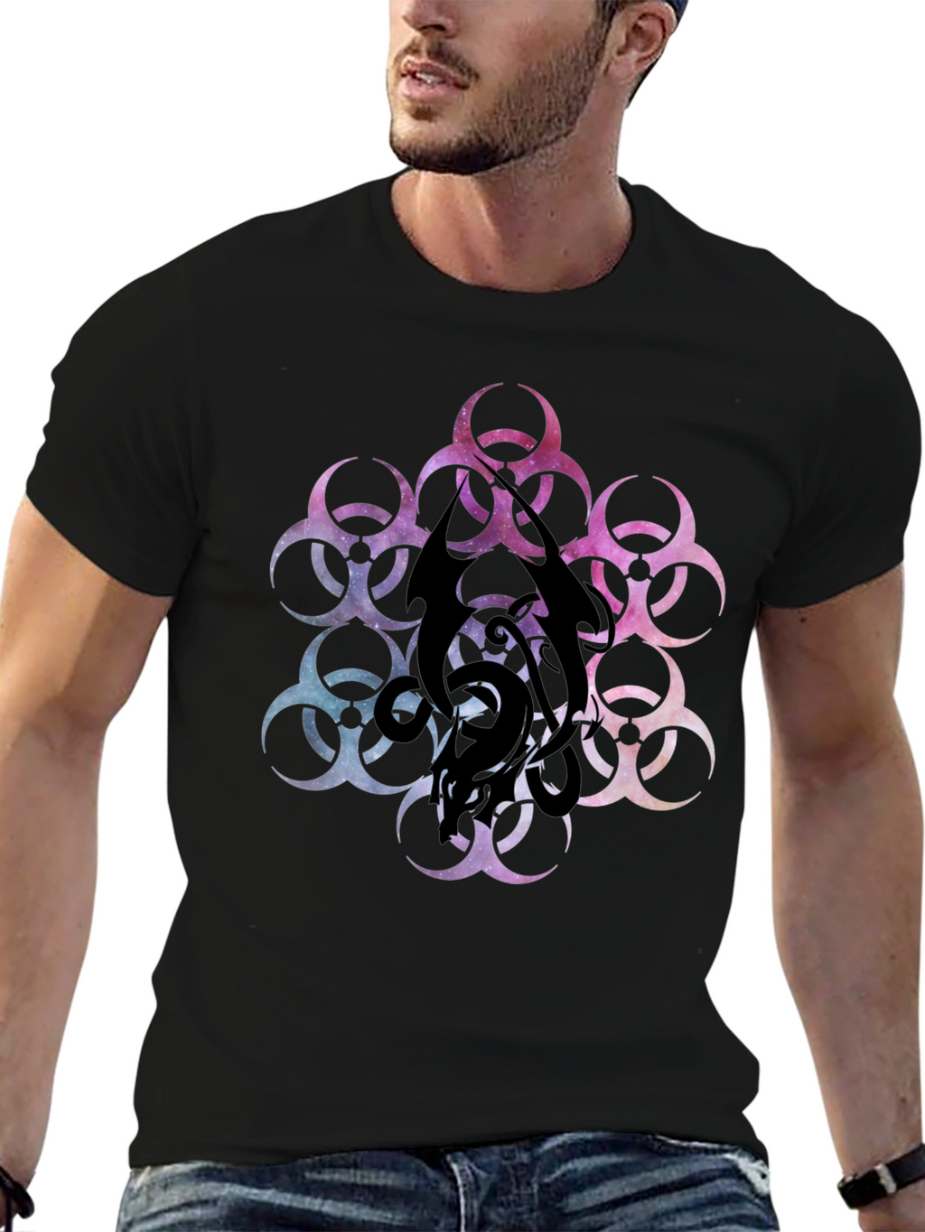 Biohazard Galaxy T-Shirt - Black Graphic Tee