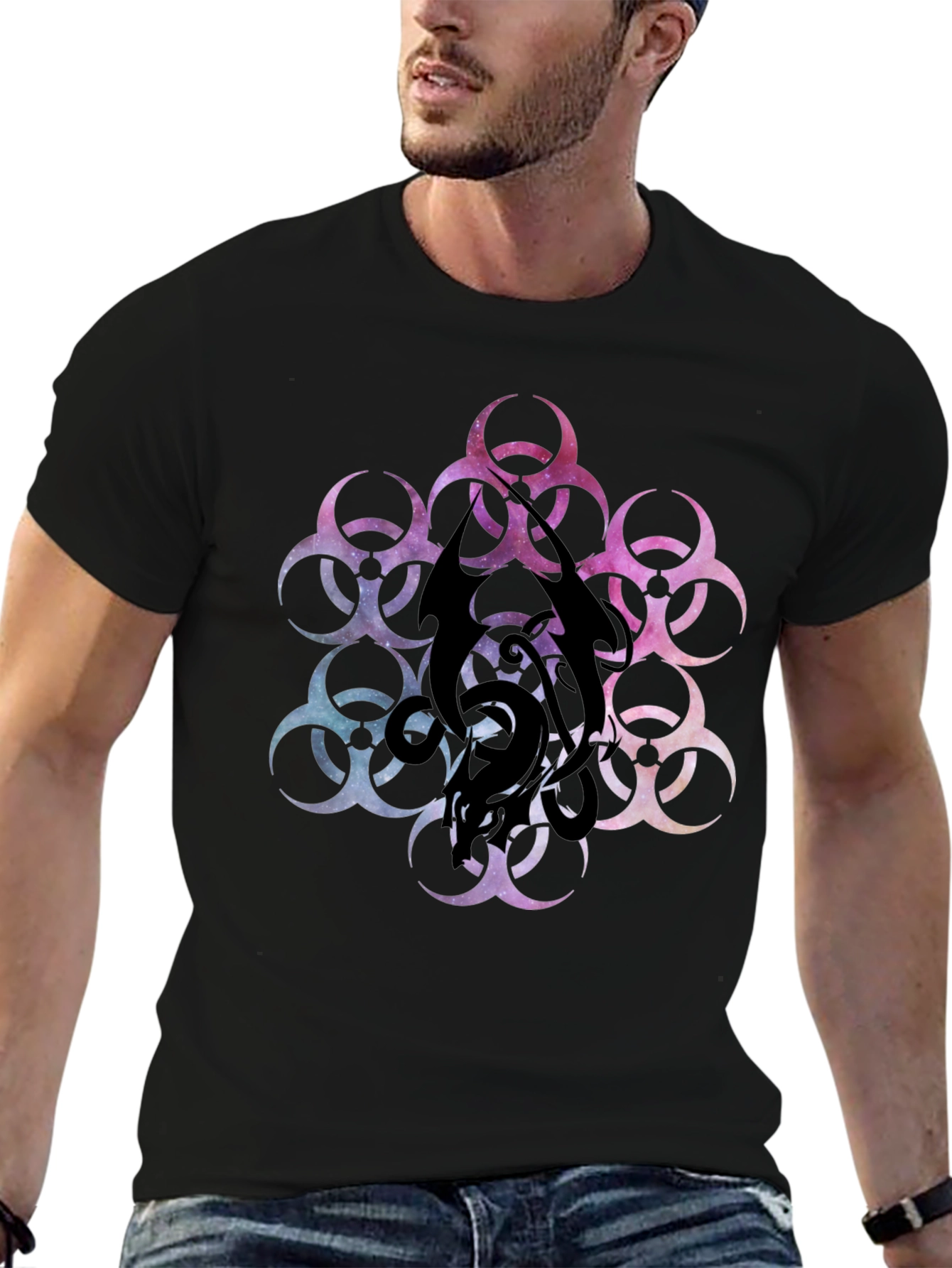 Biohazard Galaxy T-Shirt - Black Graphic Tee