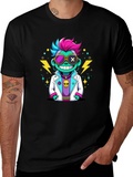 Cartoon Scientist Graphic Tee - Black T-Shirt