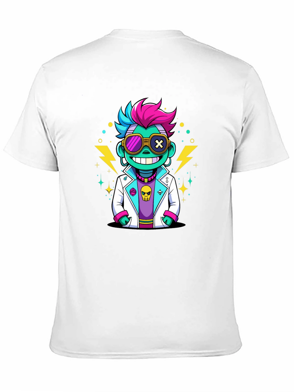 Cartoon Scientist Graphic Tee - Black T-Shirt