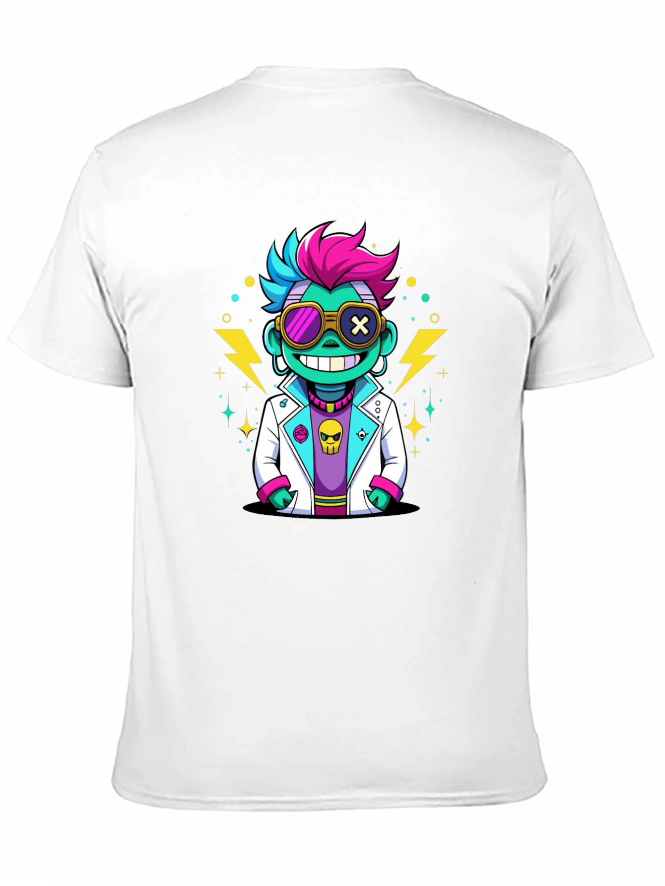 Cartoon Scientist Graphic Tee - Black T-Shirt