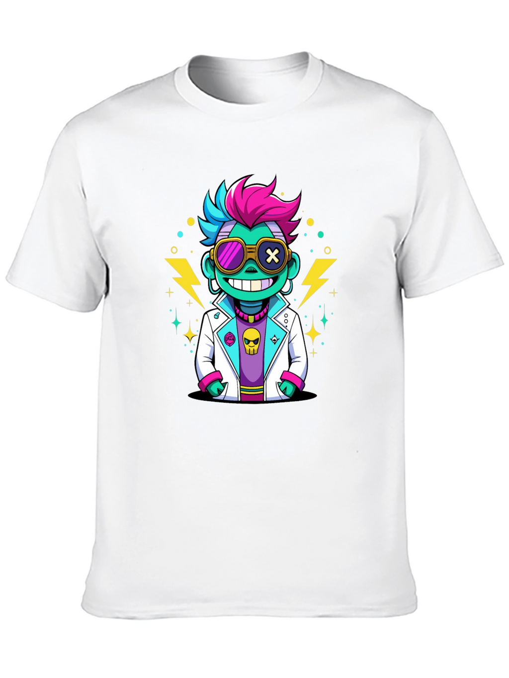 Cartoon Scientist Graphic Tee - Black T-Shirt