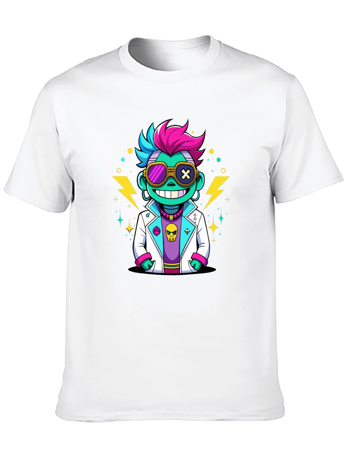Cartoon Scientist Graphic Tee - Black T-Shirt