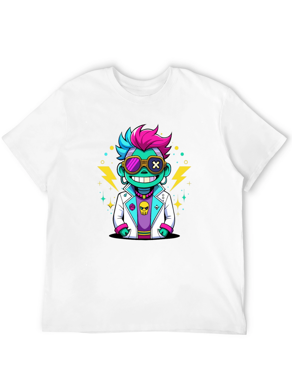 Cartoon Scientist Graphic Tee - Black T-Shirt