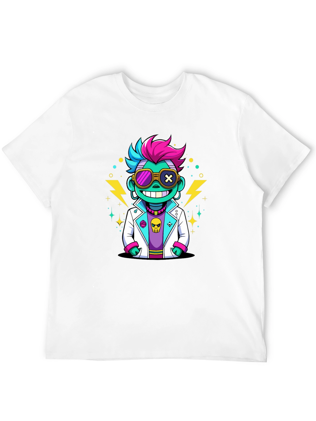 Cartoon Scientist Graphic Tee - Black T-Shirt
