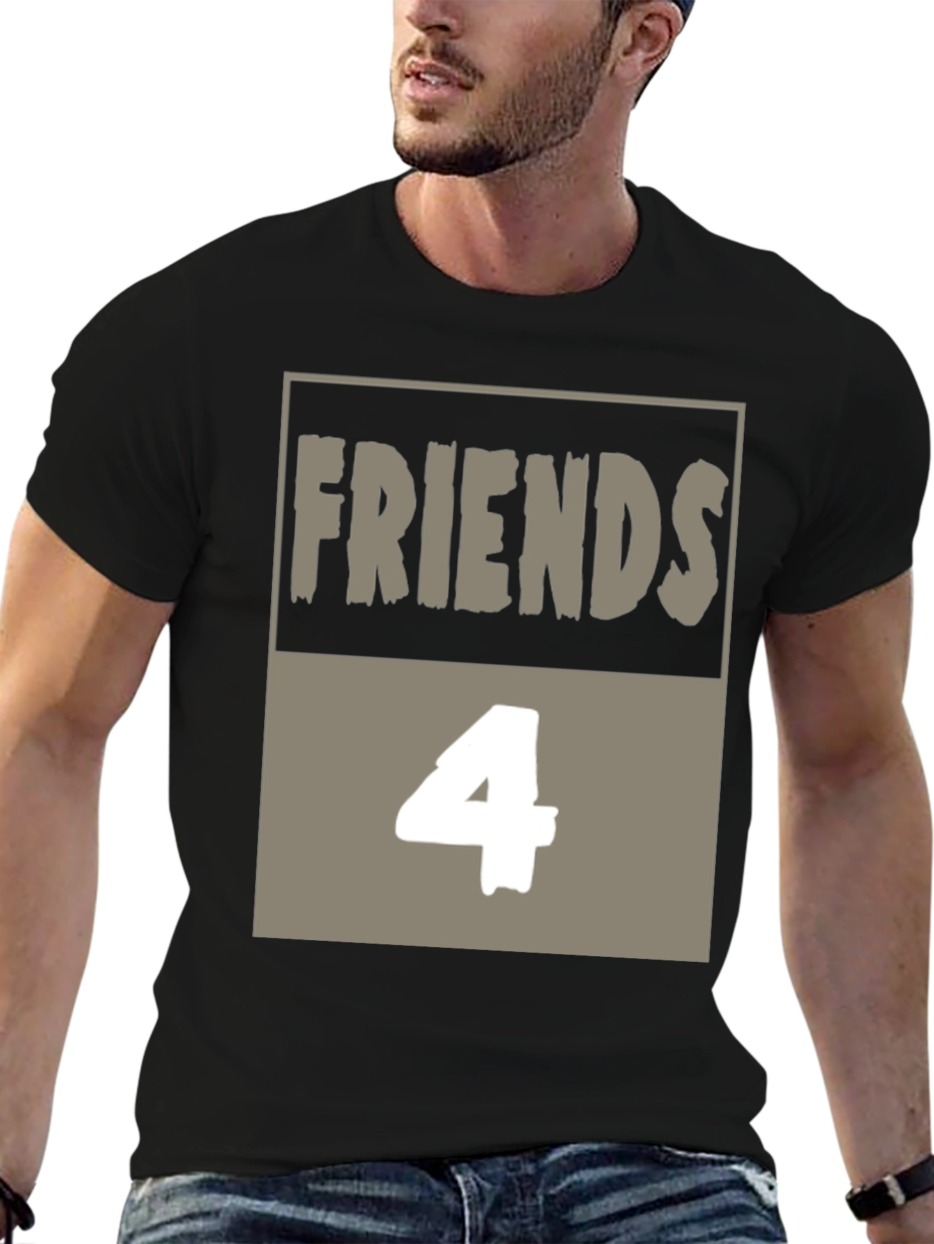 Friends 4 T-Shirt - Black Cotton Graphic Tee