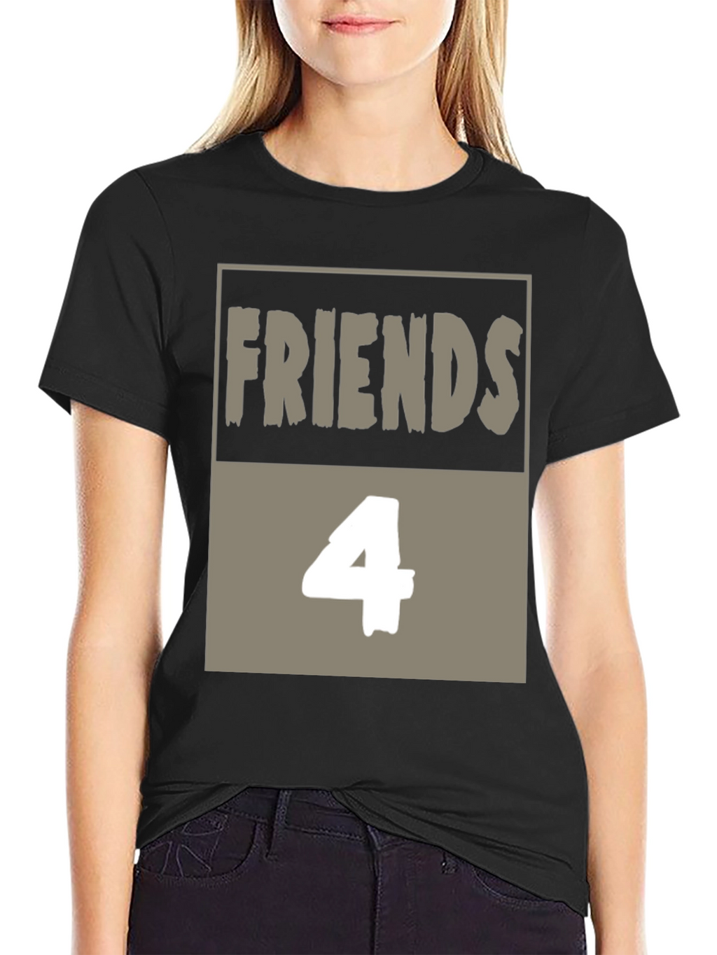 Friends 4 T-Shirt - Black Cotton Graphic Tee