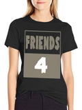Friends 4 T-Shirt - Black Cotton Graphic Tee