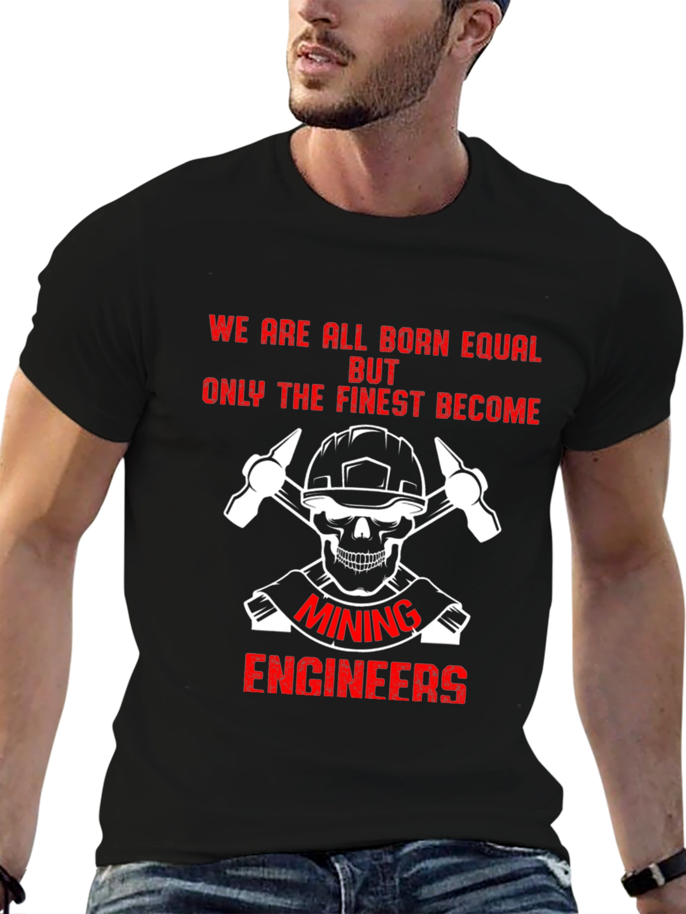 Mining Engineer Skull Graphic T-Shirt