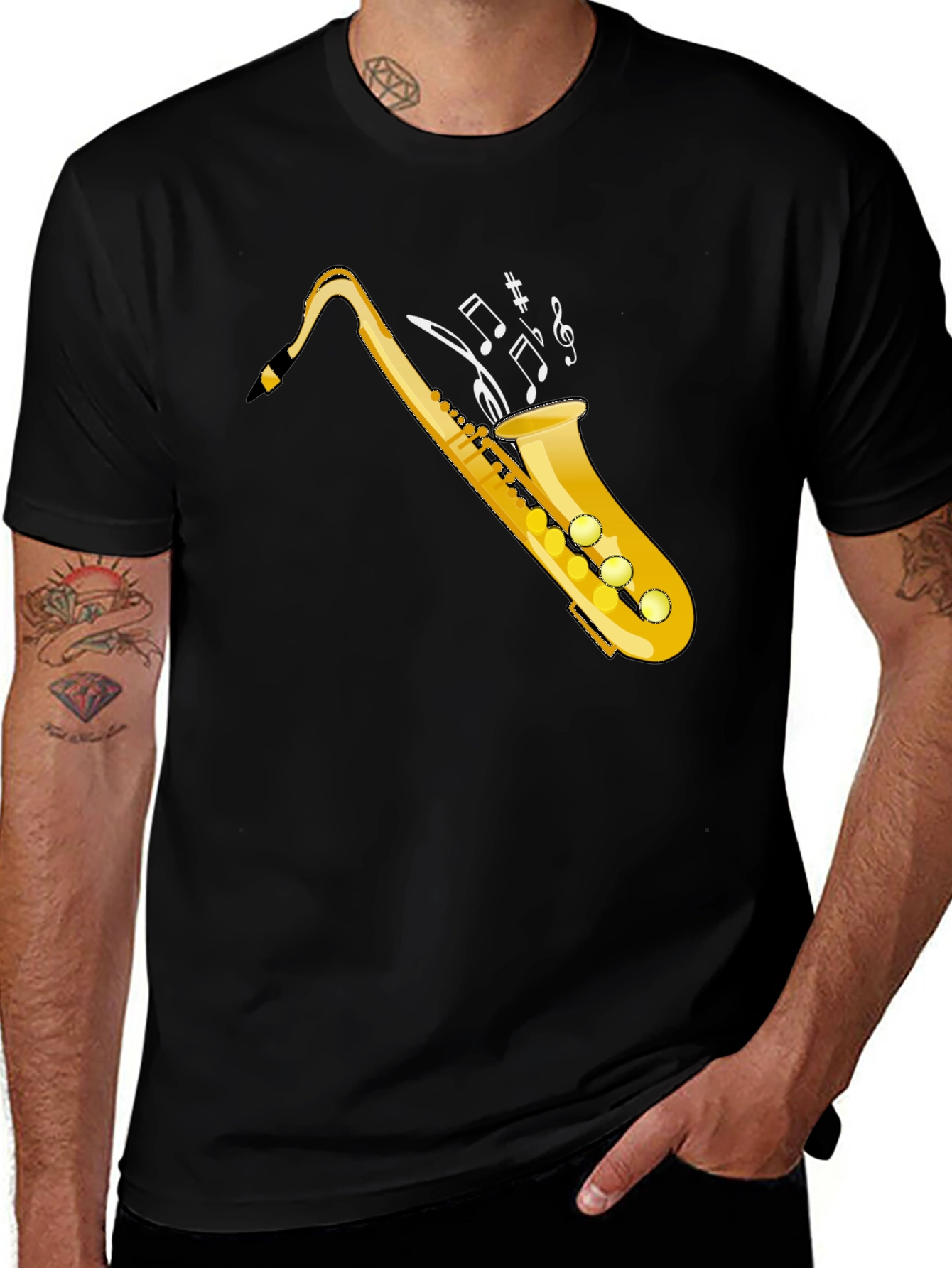 Saxophone Music Notes Graphic Tee