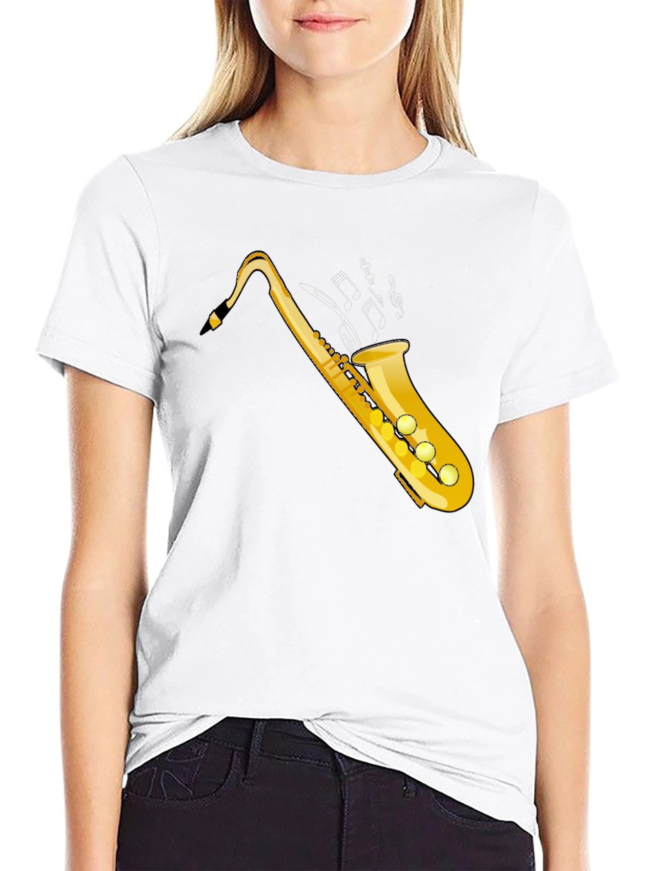 Saxophone Music Notes Graphic Tee